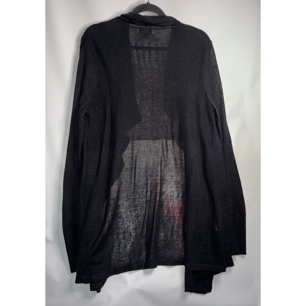 Eddie Bauer Waterfall Open Cardigan XL Black Wool Blend Lightweight Pockets - Picture 8 of 8